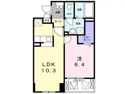 シィーム スマ(1LDK/2階)の間取り写真