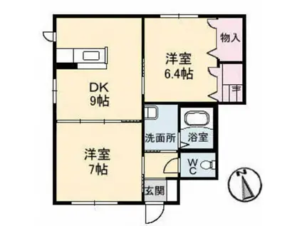 スカイロード A棟(2DK/1階)の間取り写真