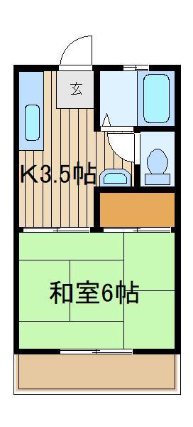 大橋ハイム(1K/1階)の間取り写真