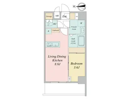 LIME RESIDENCE KAWAGUCHI イースト(1LDK/9階)の間取り写真