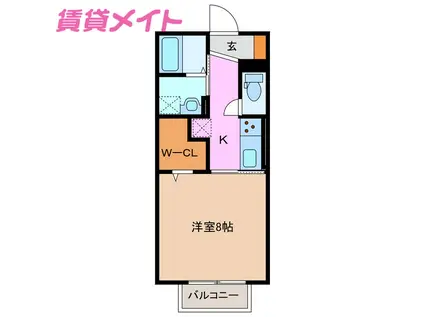 カルマート(1K/2階)の間取り写真
