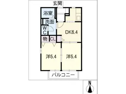 ピュアレジデンスC(2DK/2階)の間取り写真
