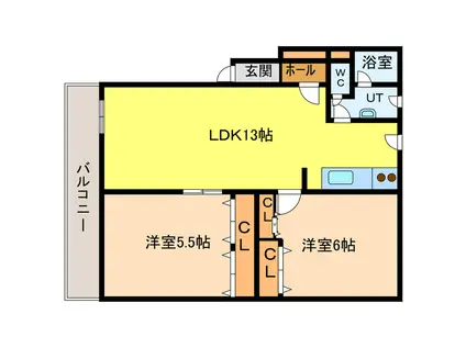 ミレニューム21(2LDK/3階)の間取り写真