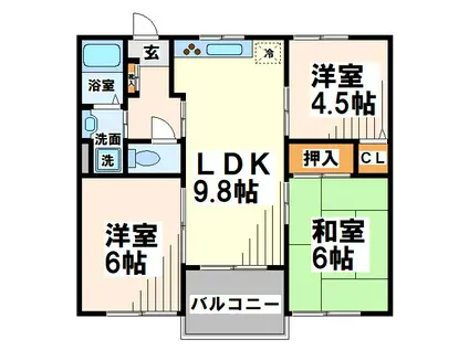 ビバグリーンヒル 当社管理物件(3LDK/4階)の間取り写真
