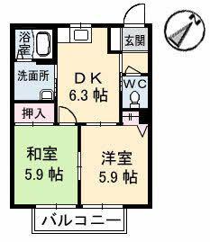 レジデンス高砂(2DK/1階)の間取り写真