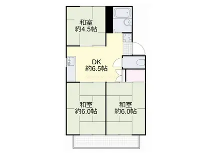 ドミール野田B棟(3DK/2階)の間取り写真