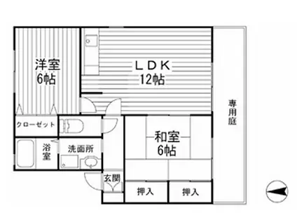 ツインズ・スクエア(2LDK/1階)の間取り写真
