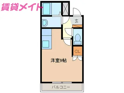 ハウスゆき(ワンルーム/1階)の間取り写真