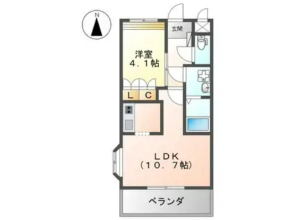 シャルムコートII(1LDK/2階)の間取り写真