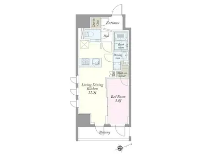 JP NOIE 上野稲荷町(1LDK/4階)の間取り写真