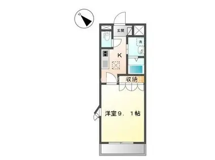 アジュール(1K/1階)の間取り写真