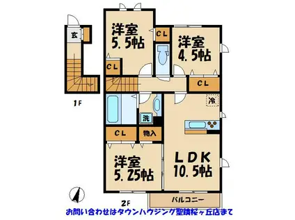 ラヴィタ 壱・弐番館(3LDK/2階)の間取り写真