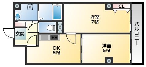 エスポールシバタ(2DK/3階)の間取り写真