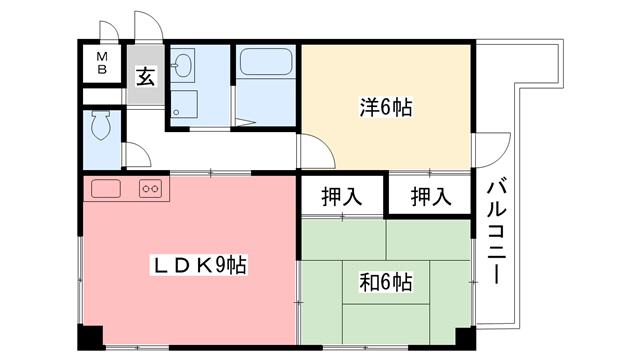 オスト呉羽(2LDK/3階)の間取り写真
