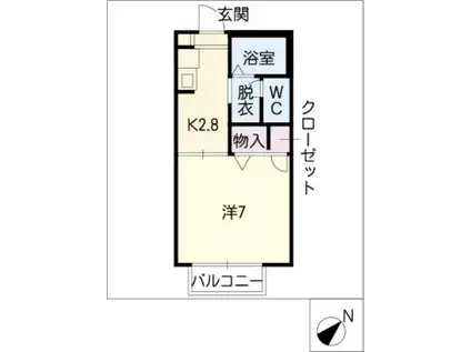 ラグーナヒル(1K/1階)の間取り写真