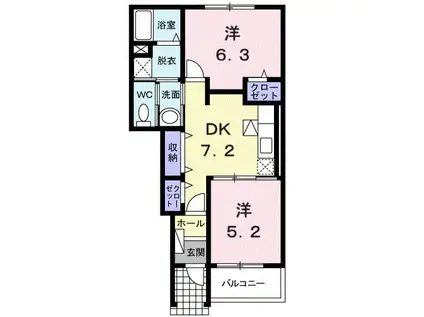 エレガンテ・アロッジオK(2DK/1階)の間取り写真