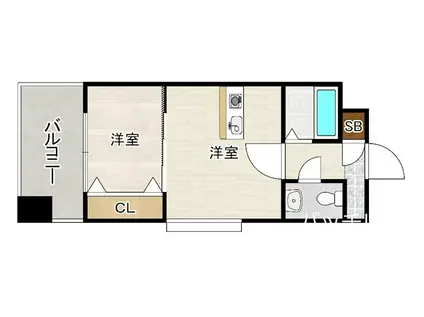 NO62 TOWERS AVANTGARDE 博多(2K/2階)の間取り写真