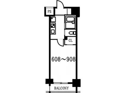 スカイコート月島(1K/8階)の間取り写真