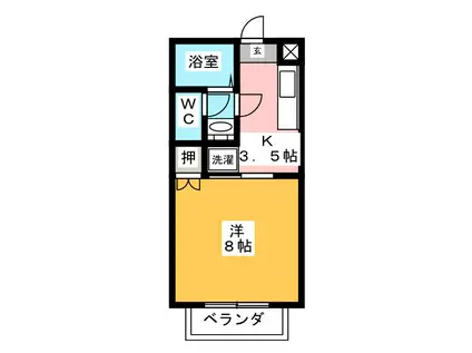 ル・ブランジュール生櫛(1K/1階)の間取り写真