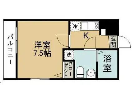 BAAN宮城野原(1K/3階)の間取り写真