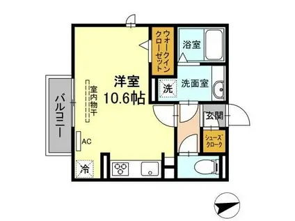 レクシオン本町LINO(ワンルーム/2階)の間取り写真