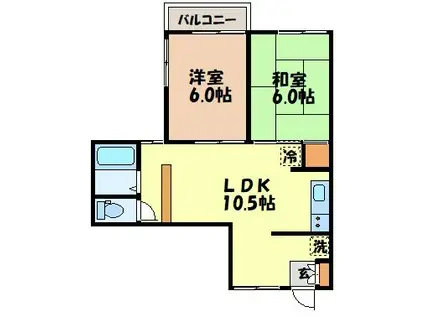 クレセント(2LDK/2階)の間取り写真
