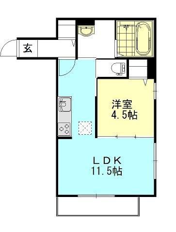 CALM HILLS 5番館(1LDK/1階)の間取り写真