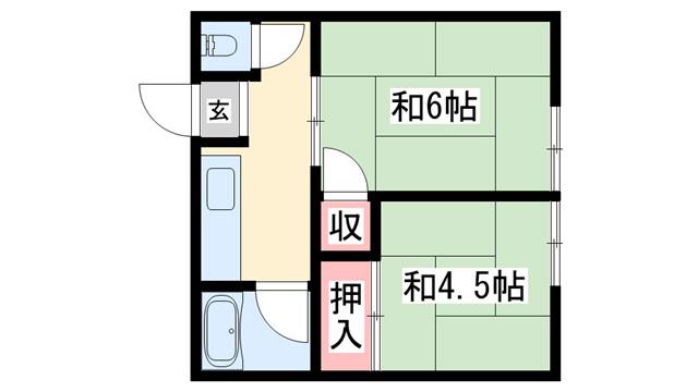 田中荘(2K/2階)の間取り写真