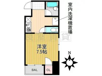 サンアップロイヤルガーデン広小路(1K/4階)の間取り写真