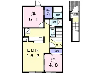ミニョン・アンジュIII(2LDK/2階)の間取り写真