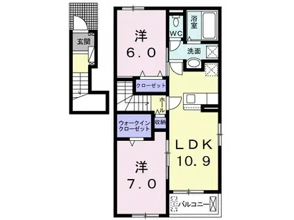 フェリシダ スール(2LDK/2階)の間取り写真