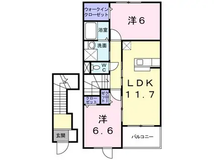 フォルシュM&K(2LDK/2階)の間取り写真