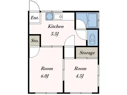 コーポマツキ(2K/1階)の間取り写真