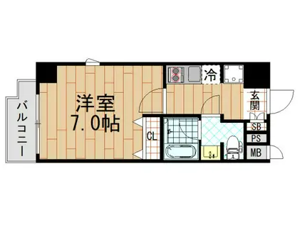 ヴェール近大前(1K/7階)の間取り写真