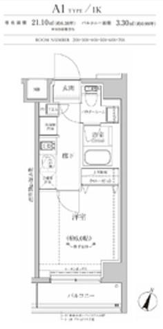 リルシア横濱元町(1K/7階)の間取り写真