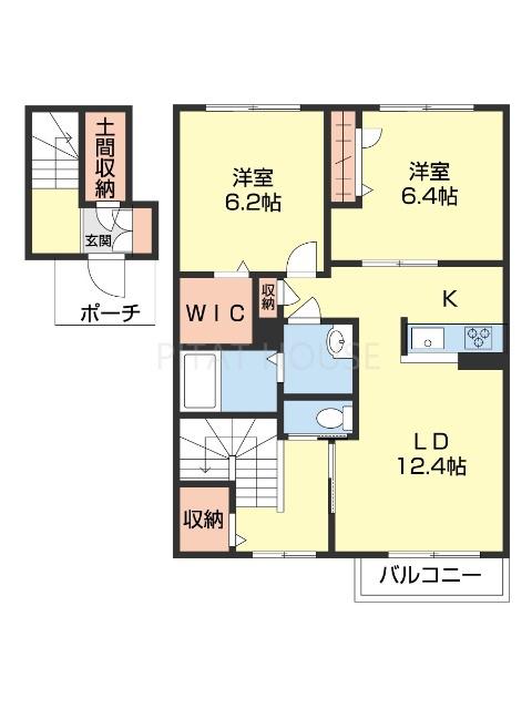 シャーメゾン浜の宮(2LDK/2階)の間取り写真