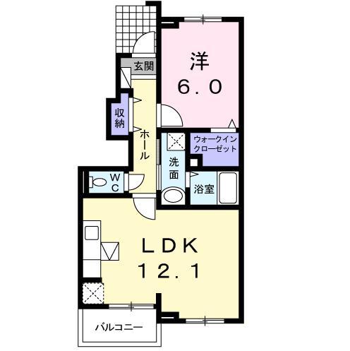 パステルK(1LDK/1階)の間取り写真