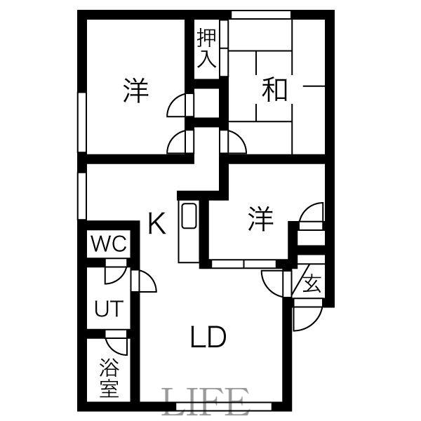 ハーベスト元町A(3LDK/2階)の間取り写真