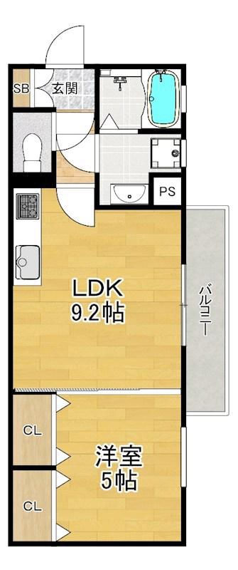 クリエオーレ松丘町(1LDK/1階)の間取り写真