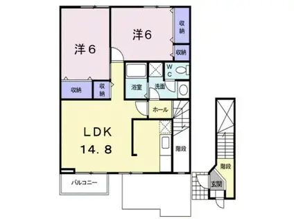 グランドソレーユB(2LDK/2階)の間取り写真