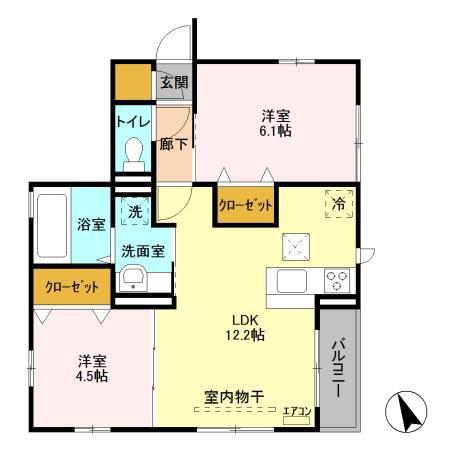 ブリアールIII(2LDK/1階)の間取り写真