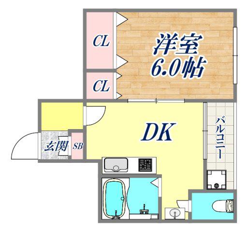 うえむらハイツ(1DK/1階)の間取り写真