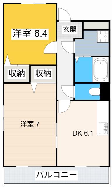 一ツ木ハイツ安井III(2DK/3階)の間取り写真