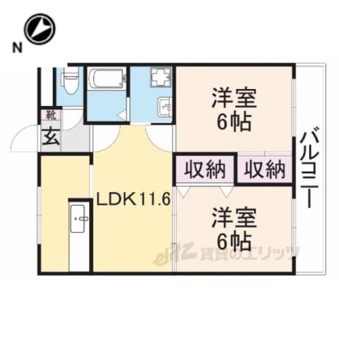 ペアガーデン(2LDK/2階)の間取り写真