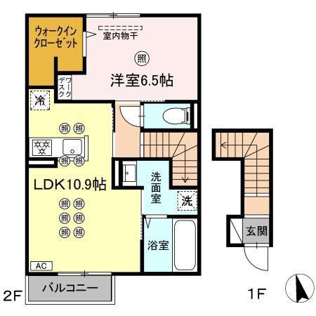 アルカンシェル(1LDK/2階)の間取り写真