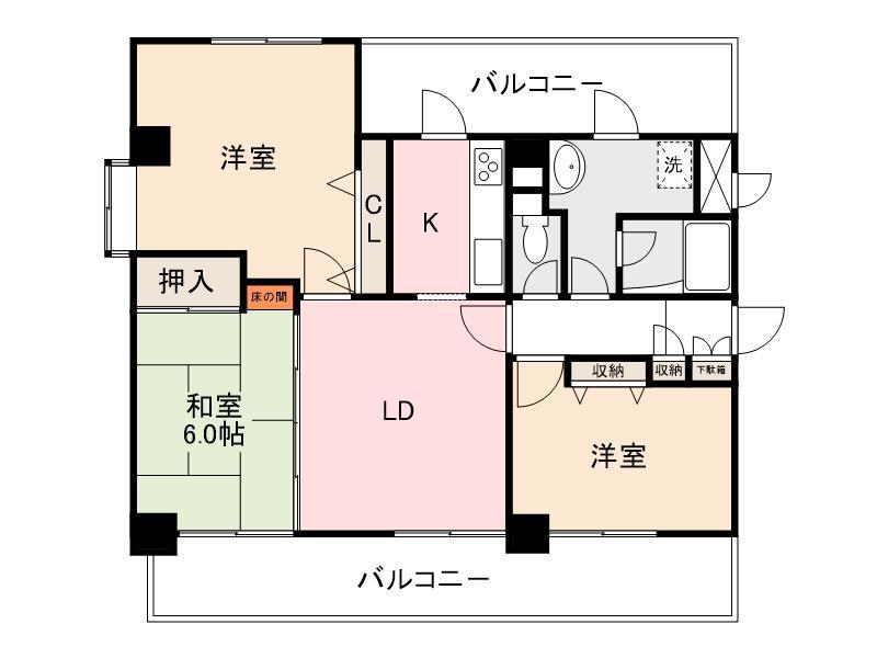 ダイアパレス栗林公園南(3LDK/9階)の間取り写真
