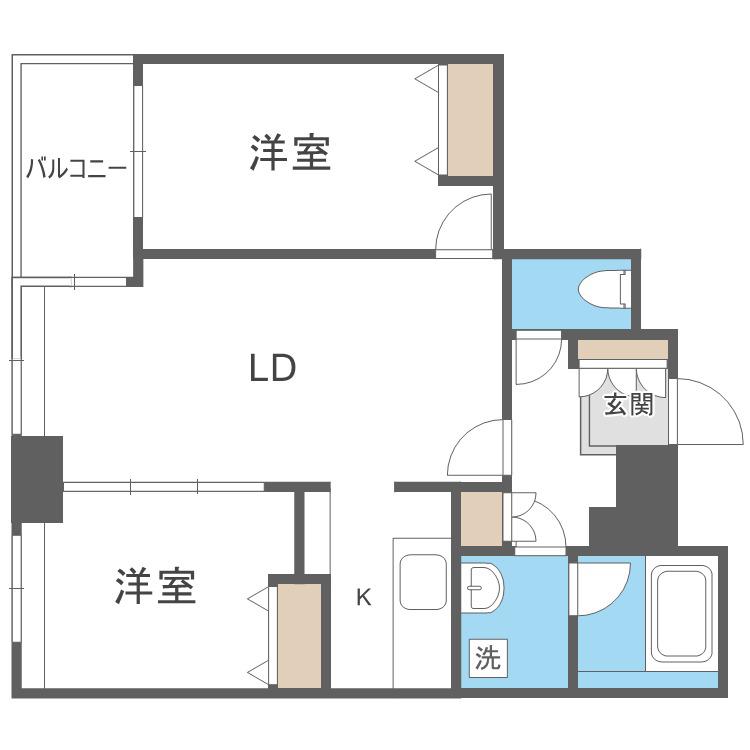 ラフィネタワー札幌南3条(2LDK/20階)の間取り写真