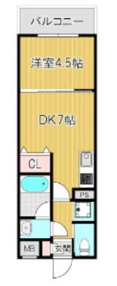 ガレリア大阪空港I(1DK/3階)の間取り写真