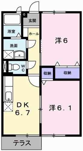 サンフレッチェC(2DK/1階)の間取り写真