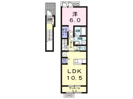 パレ・モンブラン2017(1LDK/2階)の間取り写真